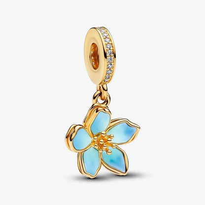 Lucky Four Leaf Clover Dangle Charm Sterling Silver Family Tree Flower Bead Pendant for Bracelets and Necklaces