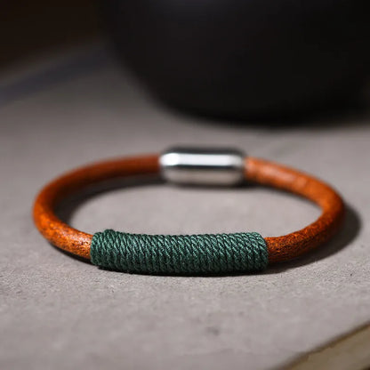 Tibetan Style Handwoven Leather Rope Bracelet for Couples