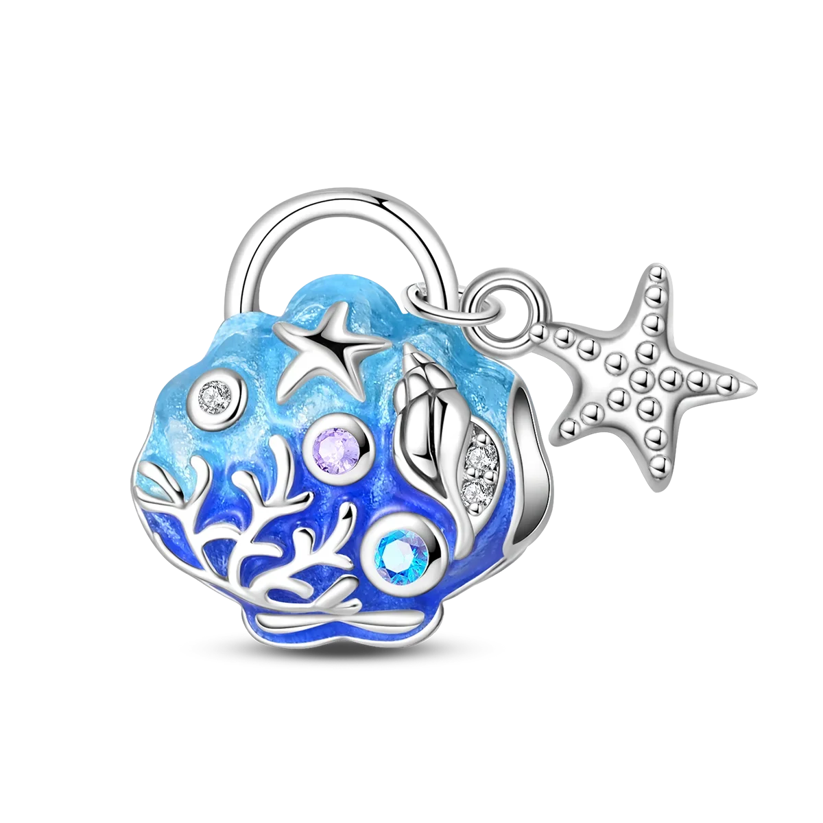 925 Sterling Silver Colorful Rainbow Stars Moon Sun Charm for Women DIY Fine Jewelry Pendant Bracelet Necklace