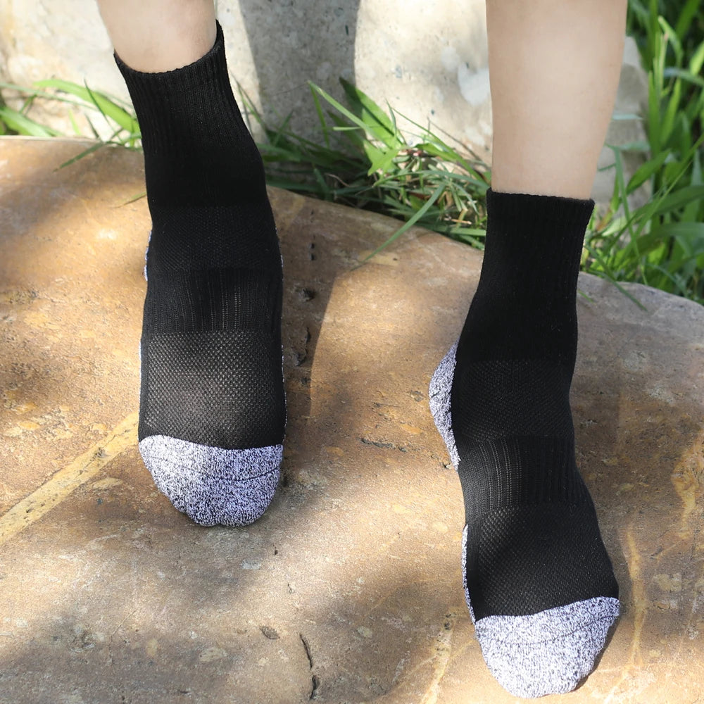6 Pairs Mens Thermal Terry Hiking Socks Mid Crew Cushioned