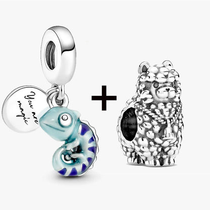 Chameleon and Turtle Pendant Beads for Charm Bracelets Jewelry Gift BD11