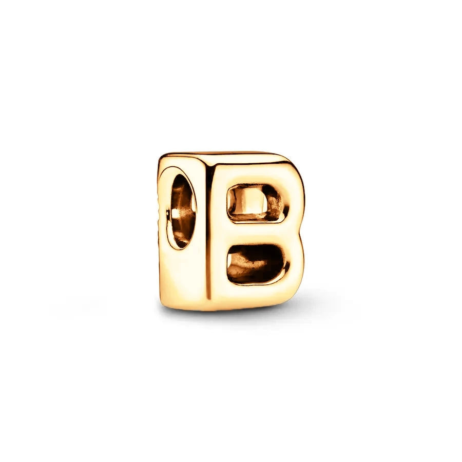 Gold Plated A To Z Alphabet Charm Beads For 925 Bracelet