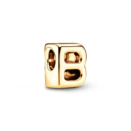 Gold Plated A To Z Alphabet Charm Beads For 925 Bracelet