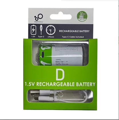 1# USB 1.5V Rechargeable D Size LR20 Li-ion Battery with Type-C Cable D1 1B 1 lines