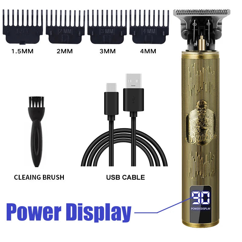 Vintage T9 Hair Clippers for Men Electric Beard Trimmer Kit with Long Battery Life
