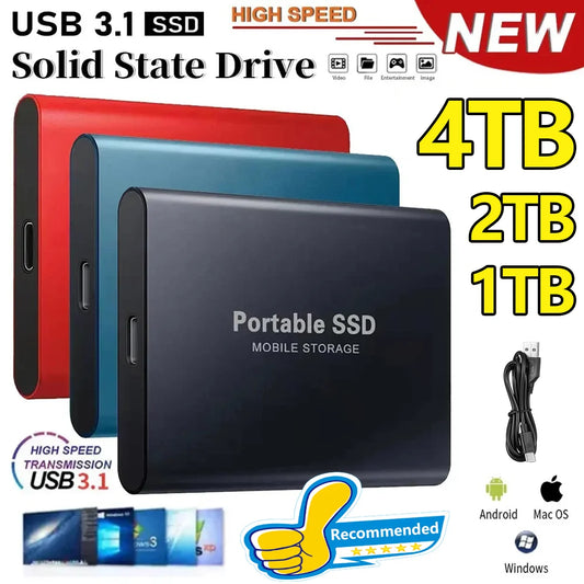 Portable 1TB USB 3.1 Type C SSD External Drive For Laptop