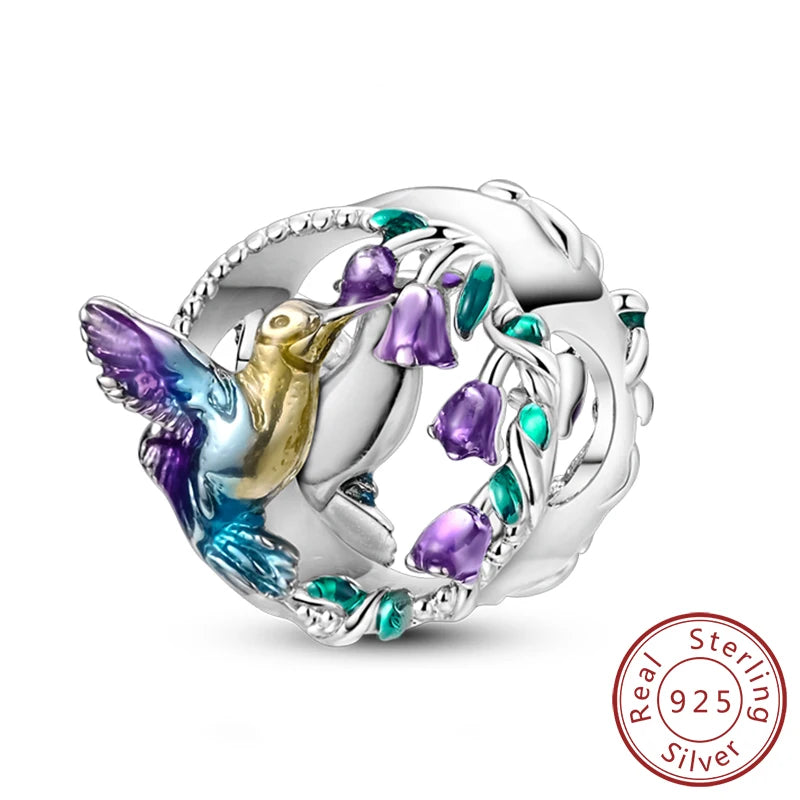 Glowing Firefly Butterfly Charm Bead 925 Sterling Silver Pendant for Bracelets KTC1467