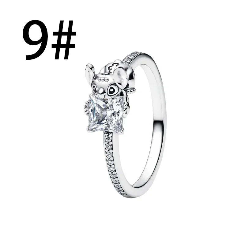 925 Sterling Silver Mermaid Angel Crown Charm Set with Zircon Beads Ring Earrings and Bracelet Jewelry Collection 2025