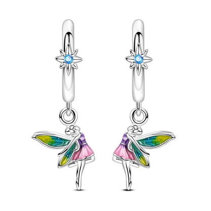 925 Sterling Silver Colorful Butterfly Heart Flower Starfish Bow Geometry Stud Earrings for Women Gift Jewelry Accessories