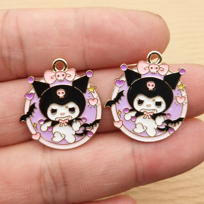 Gold Plated Enamel Anime Cartoon Charms Set for DIY Jewelry Making