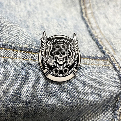 Gothic Skull Helmet Motorcycle Brooch Pin Unique Copper Jewelry Accessory
