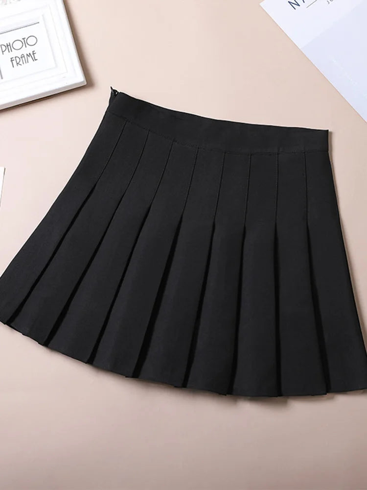 Brown High Waist Pleated Mini Skirt Harajuku Korean Style