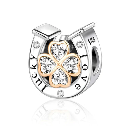 925 Sterling Silver Heart Blooming Rose Full Diamond Zircon Charms Pendant Beads for Bracelets and Necklaces