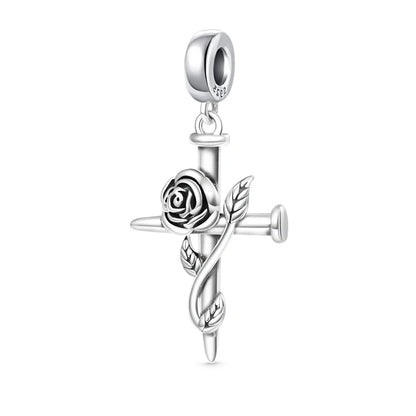 925 Sterling Silver Charm Beads for Women Bracelet - Four-Leaf Clover and Sunflower Design A1604diao