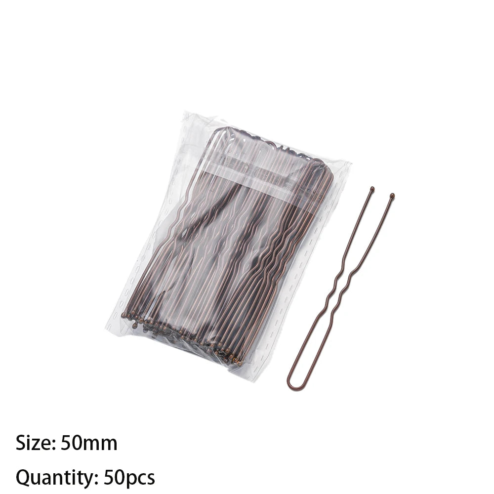 Elegant Bridal U-Shape Hair Pins Set - 50pcs Decorative Clips for Women and Girls
