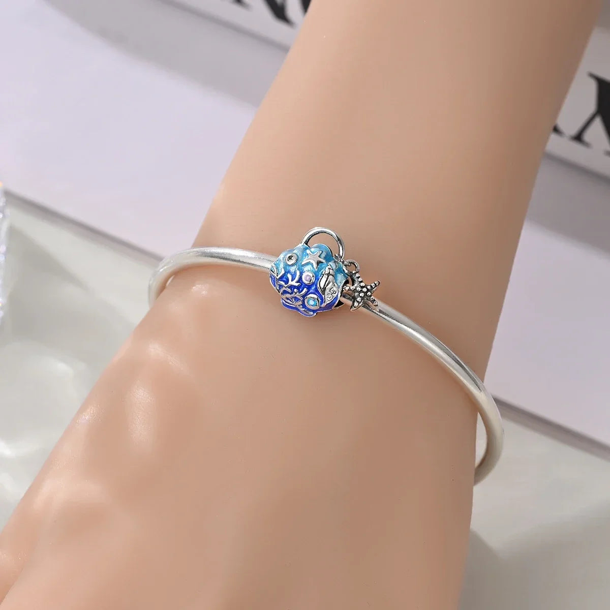 925 Sterling Silver Colorful Rainbow Stars Moon Sun Charm for Women DIY Fine Jewelry Pendant Bracelet Necklace