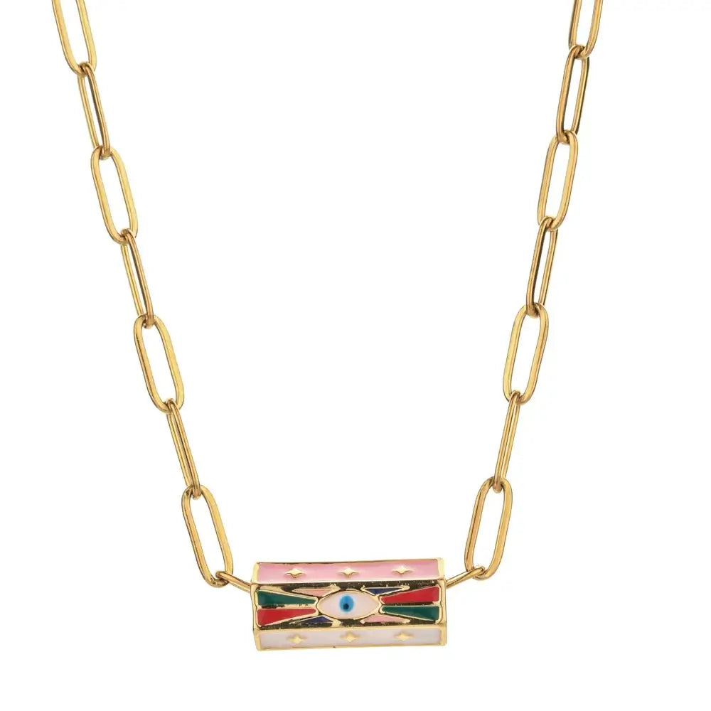 Stainless Steel Chain Lucky Eye Amulet Amour Love Necklace Bohemian Jewelry XN115-7 CHINA