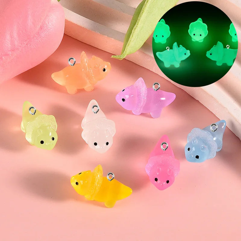 Luminous 3D Dinosaur Charms Resin Pendants for DIY Jewelry Making