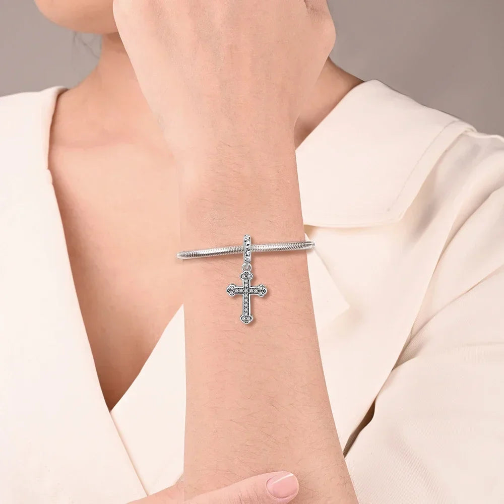 925 Sterling Silver Virgin Mary Angel Cross Pendant Necklace Charm for DIY Jewelry Gifts