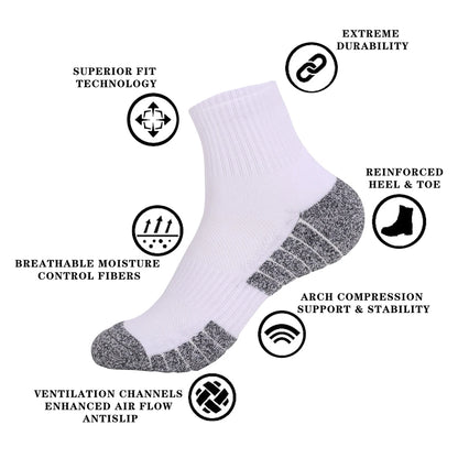 6 Pairs Mens Thermal Terry Hiking Socks Mid Crew Cushioned