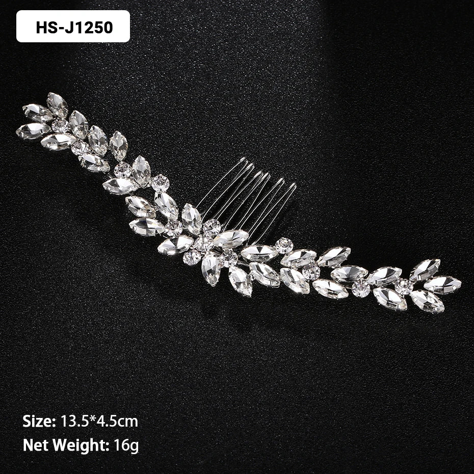 Efily Classic Silver Wedding Hair Combs - Crystal Rhinestone Bridal Accessories HS-J1478 Hair Combs