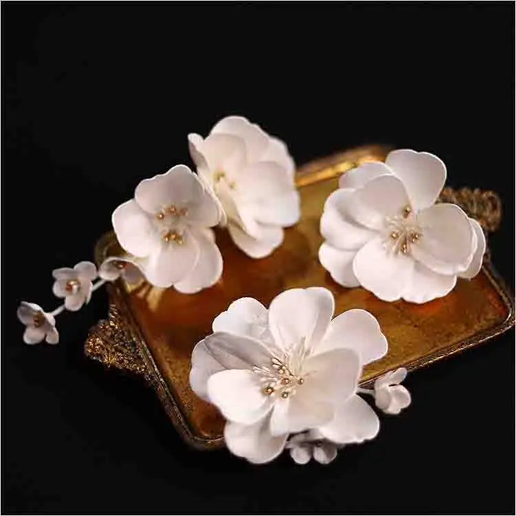Elegant Bridal Hairgrips Set - Handmade Romantic Flower Hairpins for Weddings and Engagements 3 PCS