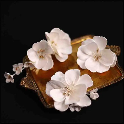 Elegant Bridal Hairgrips Set - Handmade Romantic Flower Hairpins for Weddings and Engagements 3 PCS