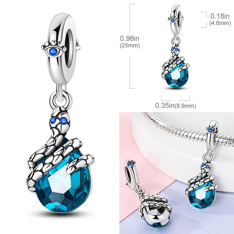 Pink Butterfly Luminous Firefly Dangle Charms 925 Sterling Silver Beads for DIY Jewelry KTC1132