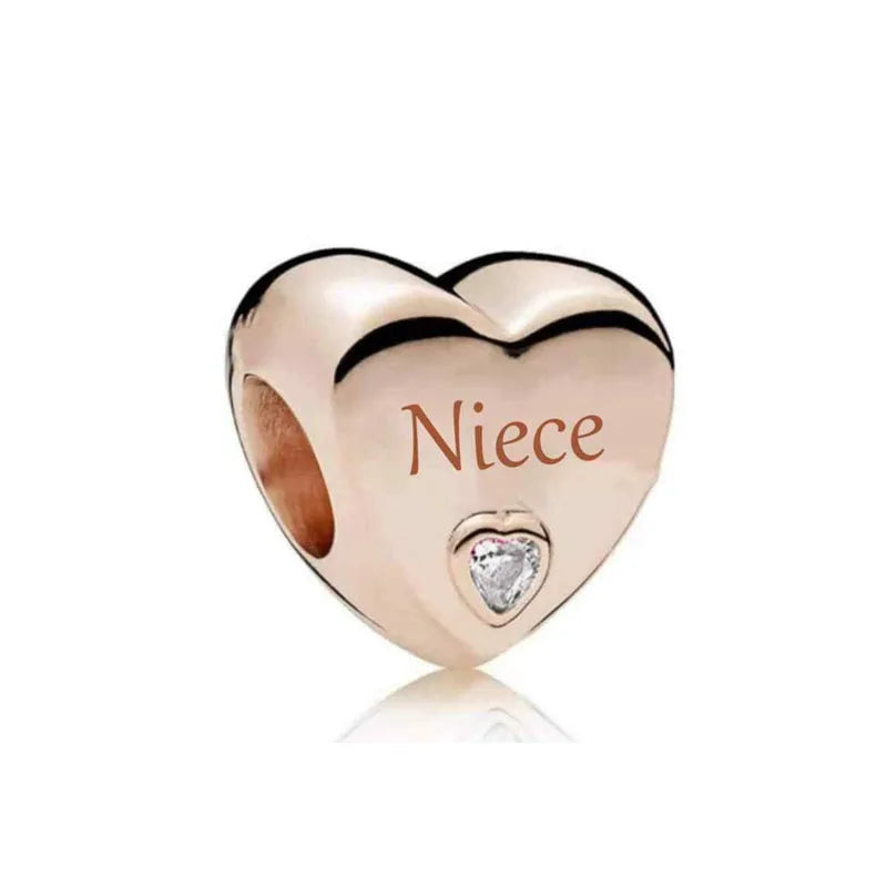 European Rose Gold Heart Charm Bead for Women Perfect for Mother's Day Bracelet and Necklace Jewelry