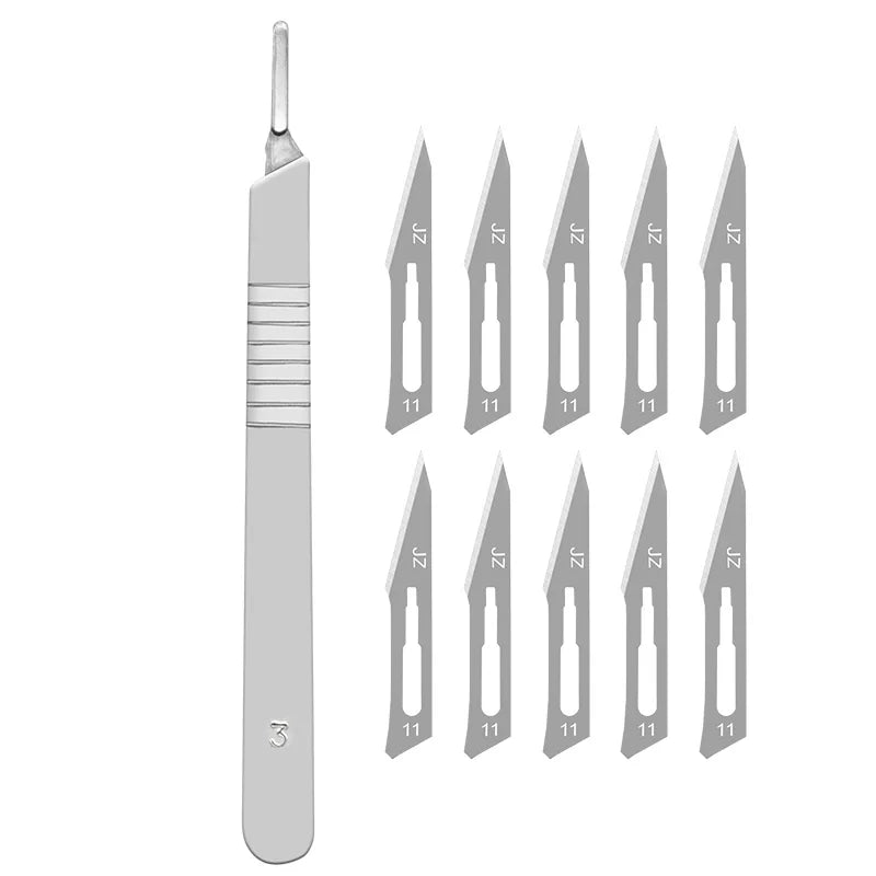 10pcs Carbon Steel Surgical Scalpel Blades + 1 Handle - Top-Rated DIY Cutting Tool for Precision PCB Repair & Animal Surgery 11pcs 11number 3