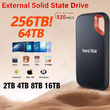 Portable High Speed External SSD 1TB 2TB For Laptop Mac