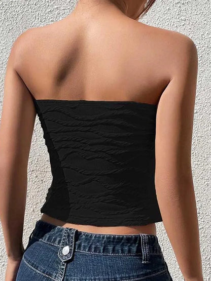 Y2K White Corset Crop Top Backless Ruched Tube Slim Fit