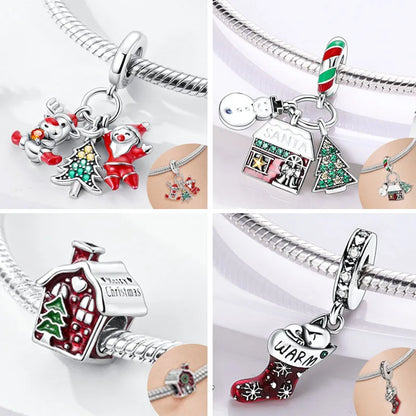 2025 Sterling Silver Christmas Charm Beads for Bracelets and Pendants