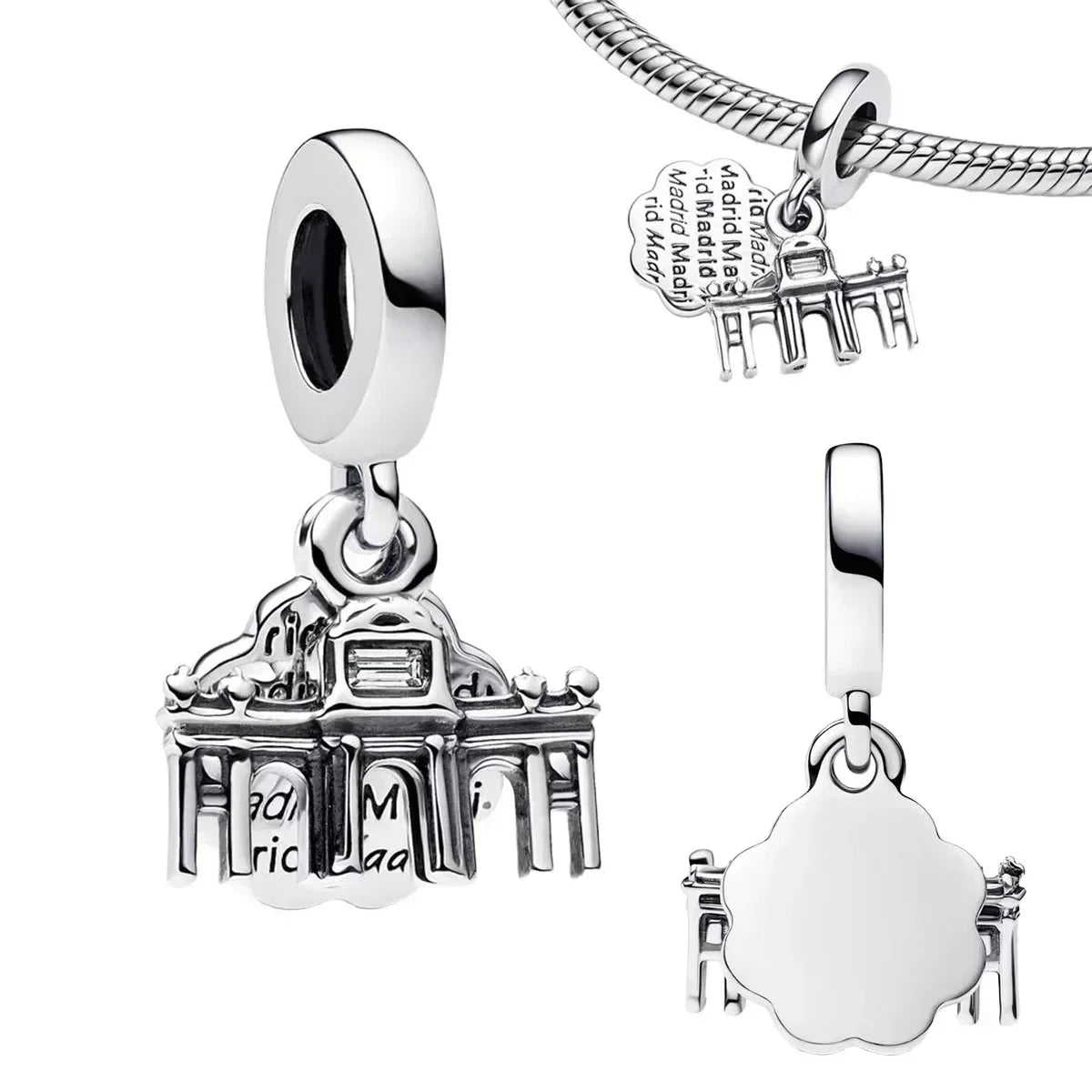 925 Sterling Silver Heart Blooming Rose Full Diamond Zircon Charms Pendant Beads for Bracelets and Necklaces