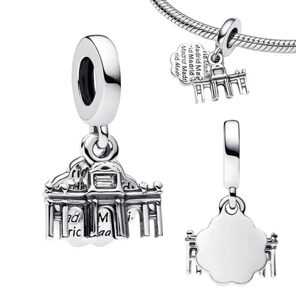 925 Sterling Silver Heart Blooming Rose Full Diamond Zircon Charms Pendant Beads for Bracelets and Necklaces