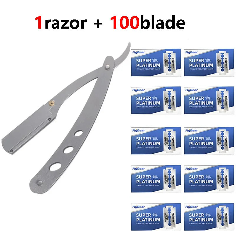Men Professional Barber Razor Manual Shaver Stainless Steel C634-1razor 100blade