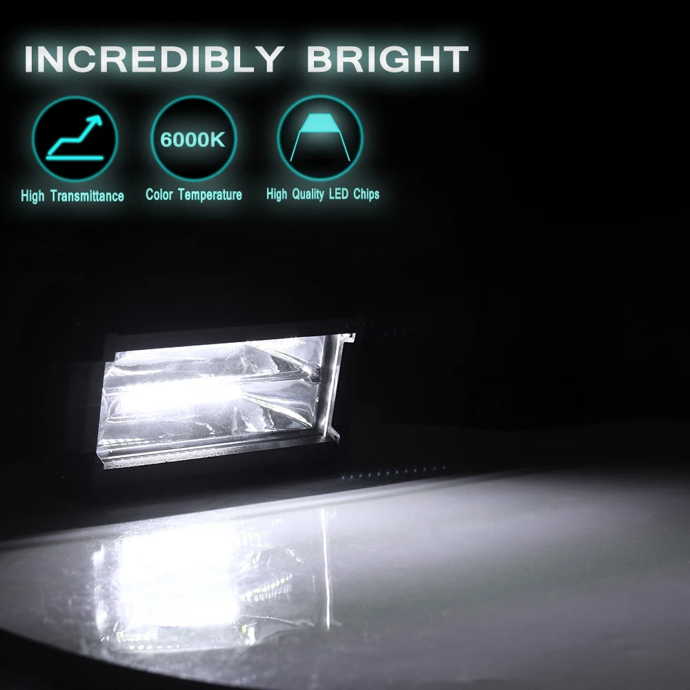 Powerful 5 Inch 72W LED Work Light for Offroad Cars and Trucks - Waterproof 6000K White Beam