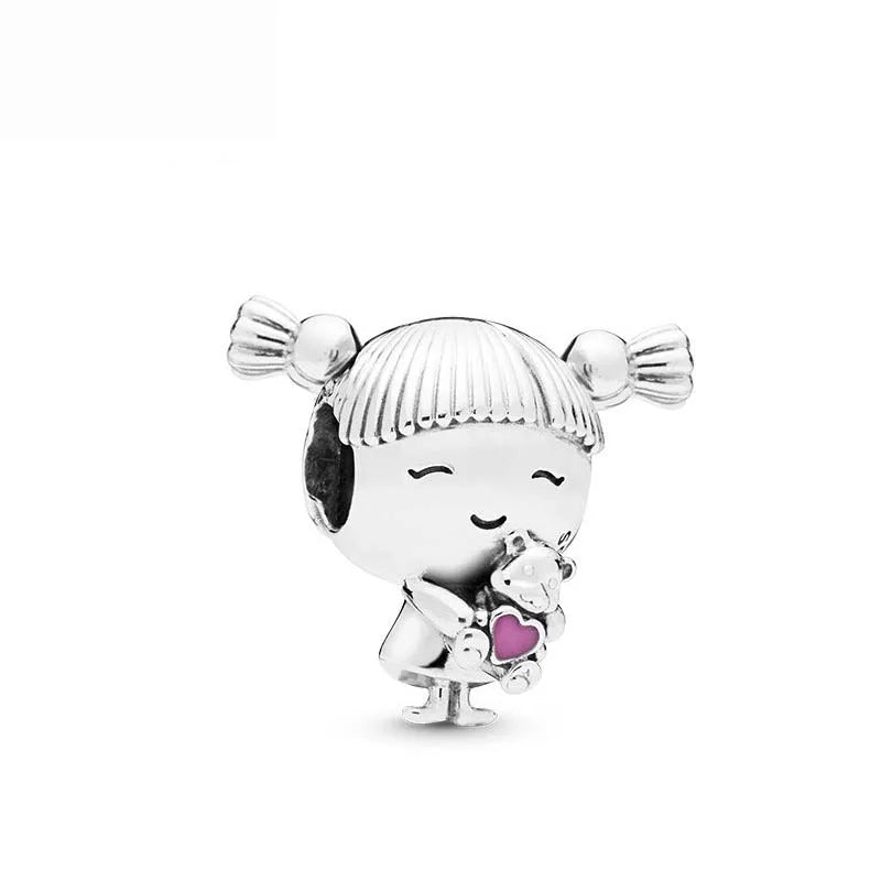 925 Silver Couple Charm Beads for DIY Bracelets Elegant Jewelry B219