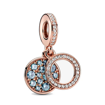 Rose Gold Padlock Heart Key Pendant Necklace for Women 925 Silver with Zircon Beads P1157