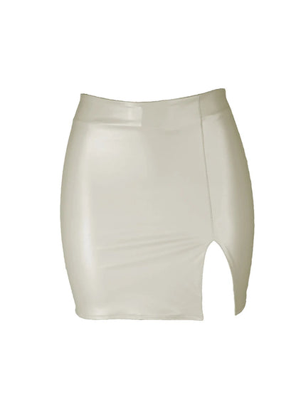 2025 Women PU Leather Night Club Mini Skirt Zipper