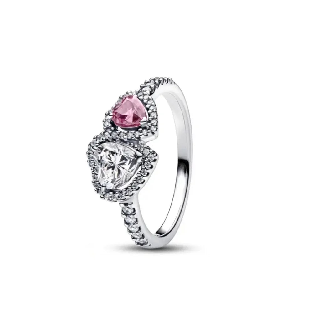 Elegant 925 Silver Bow Heart-Shaped Ring with Zircon for Women Perfect for Weddings and Special Occasions