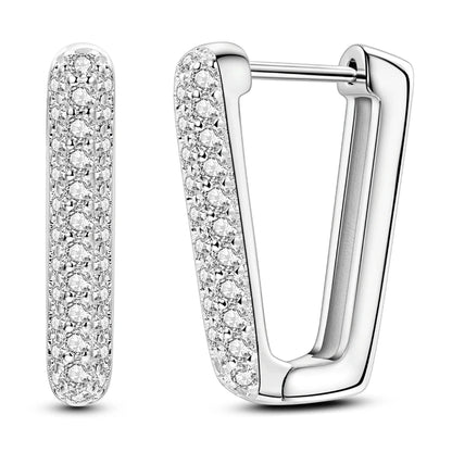 925 Sterling Silver Zirconia Hoop Earrings for Women Engagement Birthday Gift KTE462