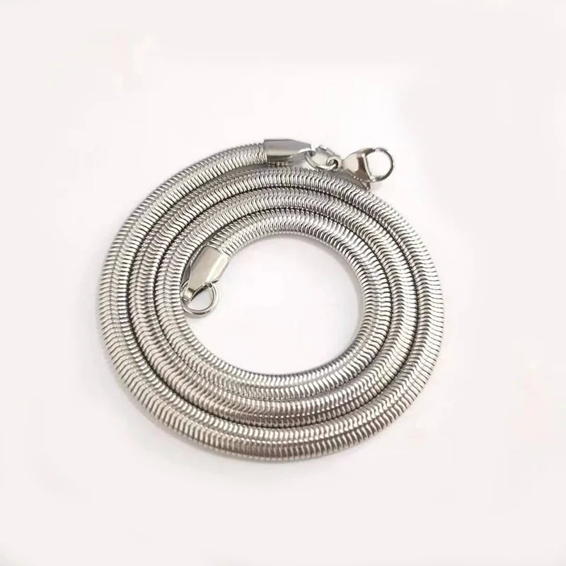 Steel Color Stainless Steel Flat Snake Chain Necklace Unisex Fashion Choker Hip Hop Jewelry 5mm