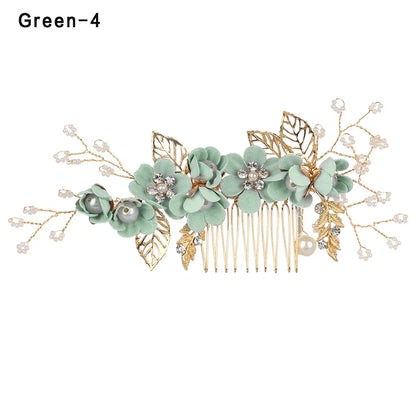 Luxury Crystal Crown Hair Combs - Elegant Bridal Clips with Leaf Design
