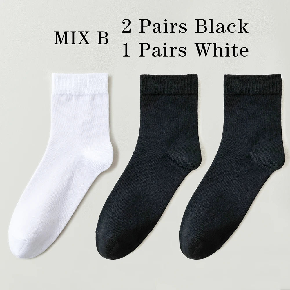3 Pairs High Quality Mens Business Socks Breathable Cotton