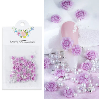 Resin Filler Rose Mixed Pearl Art Decorations for DIY Jewelry Making and Craft Projects