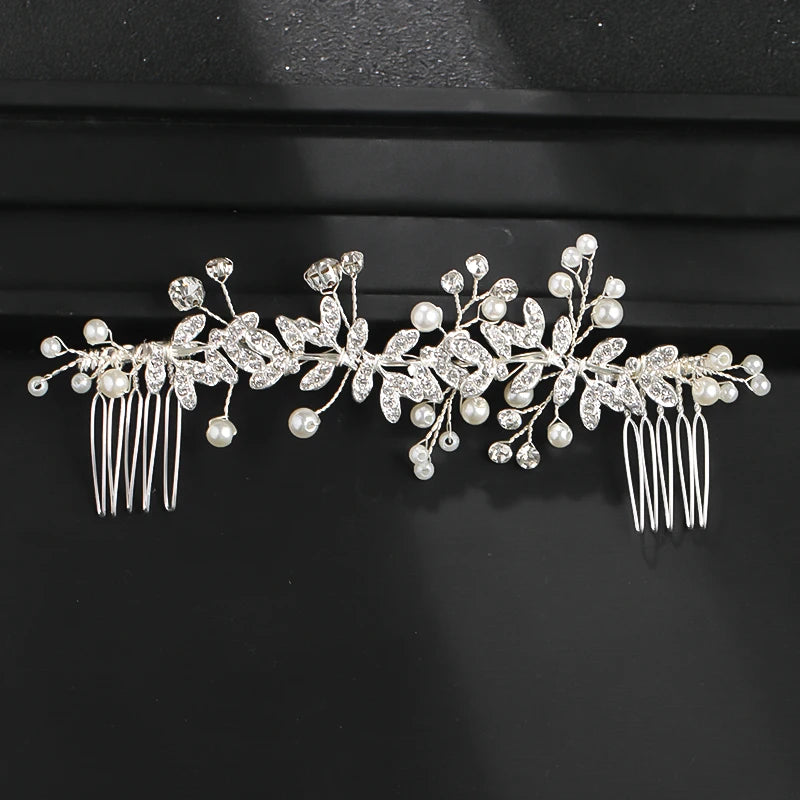Elegant Pearl Crystal Flower Bridal Headband for Weddings