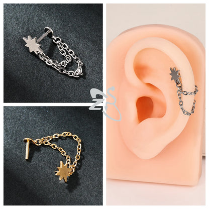 ZS 16G Stainless Steel Stud Earrings for Women and Girls with CZ Crystal Tassel Drop Design