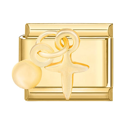 Golden 3D Bow Crown Flowers Pearl Charms for 9mm Italian Bracelet Stainless Steel DIY Jewelry