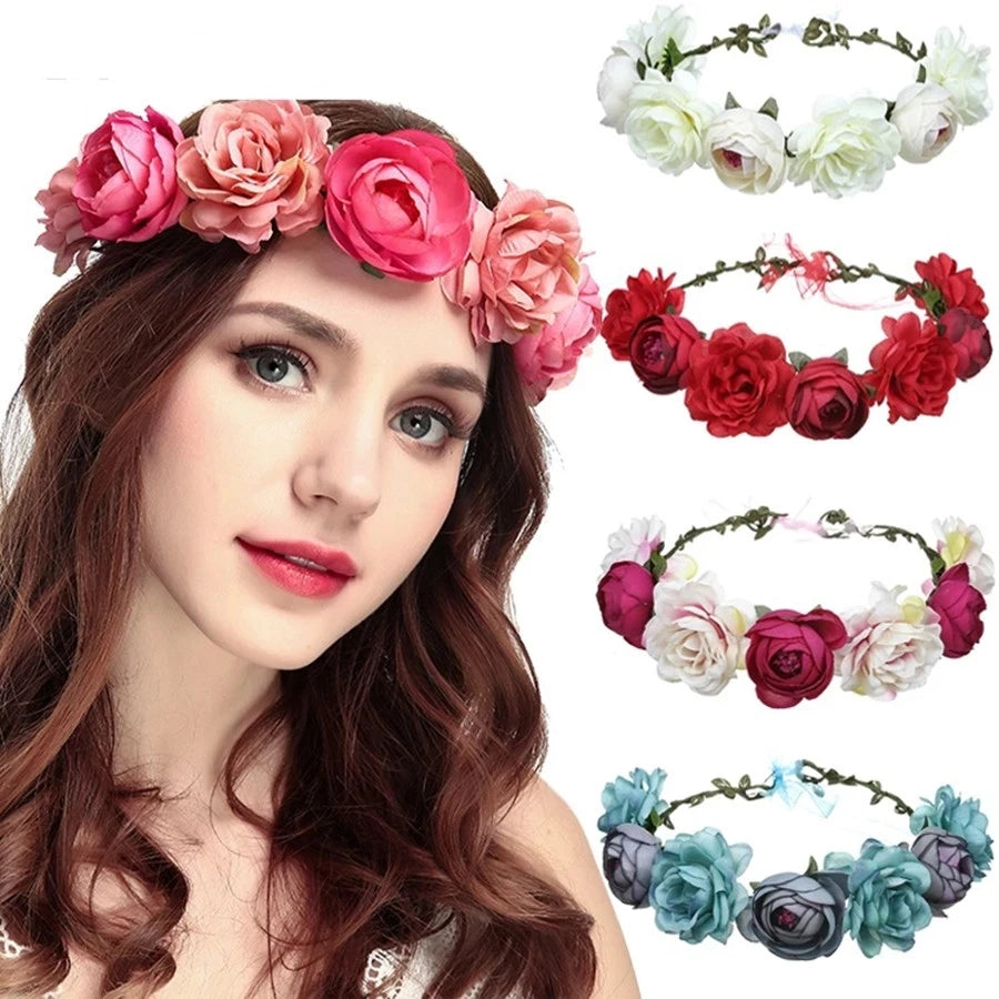 Elegant Bohemian Pearl Floral Headband for Romantic Beach Weddings